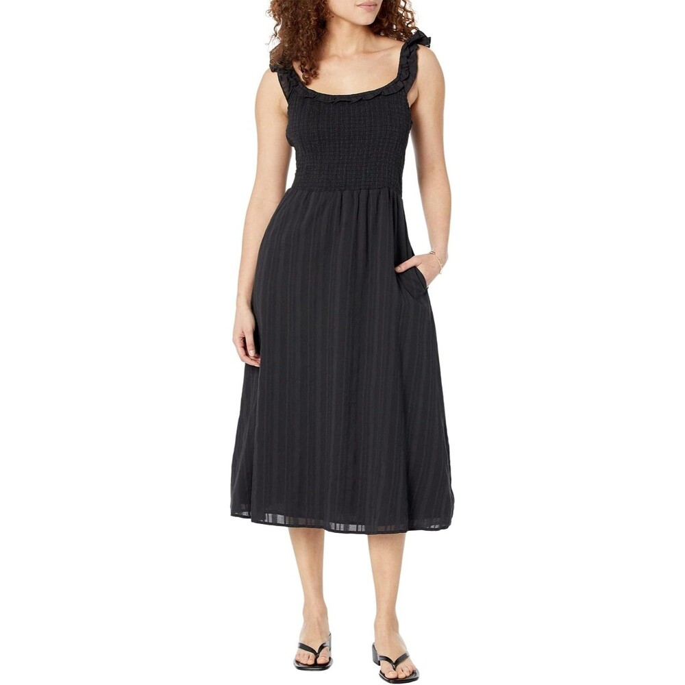 Carve Designs Indie Dress Womens XL Black Smocked Ruffle Strap Maxi Sundress